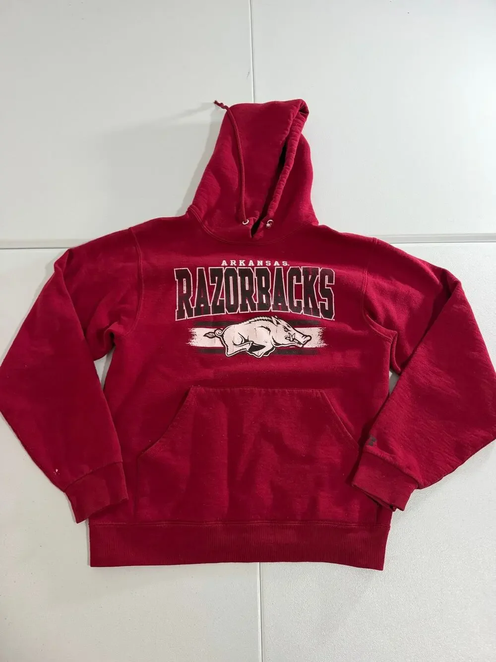Arkansas Razorbacks Hoodie Mens Small Maroon Russell Pullover Sweatshir